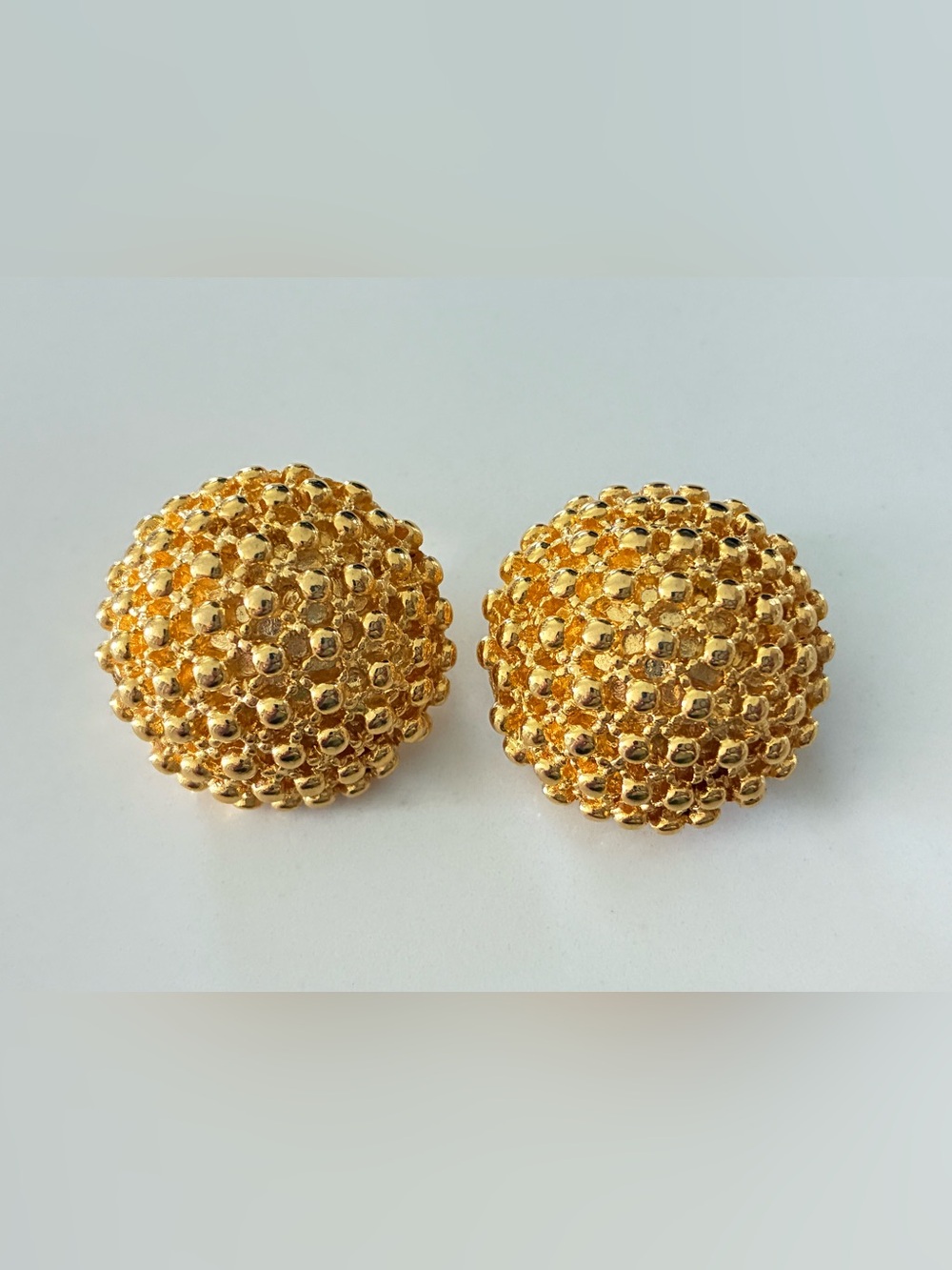 Premier Shiny Gold Beaded Dome Clip-On Earrings - Women Jewelry